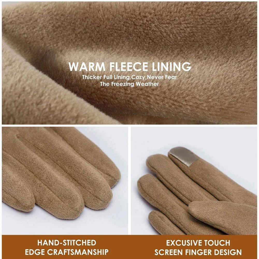 Dsane Women's Gloves Winter Touch Screen Texting Phone Windproof Fleece Lined L